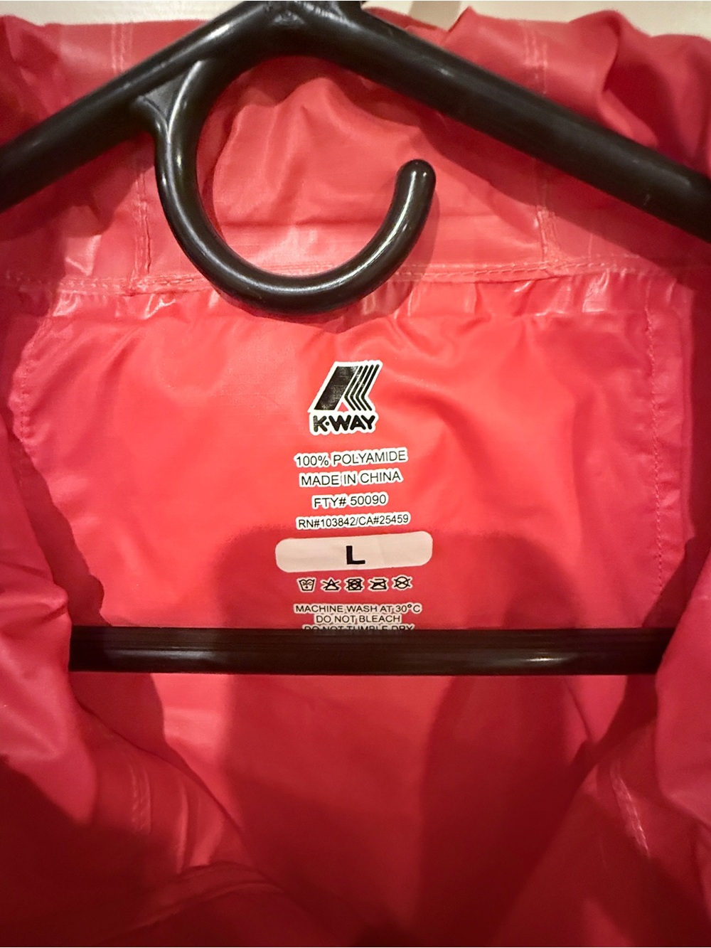 K-Way Red Packable Hooded Shell Jacket - Picture 3 of 3